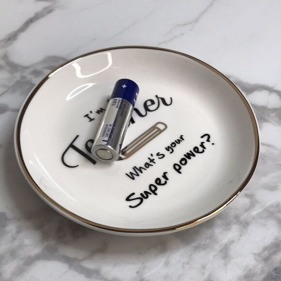 Brand New! “I’m A Teacher What’s Your Super Power?” Trinket Tray - Picture 3 of 4